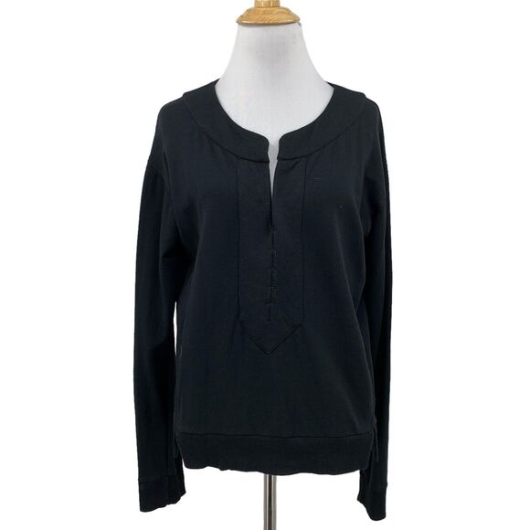 Maaji Sweatshirt Womens M Medium Black Banded Neckline Pima Cotton Blend - Picture 1 of 12